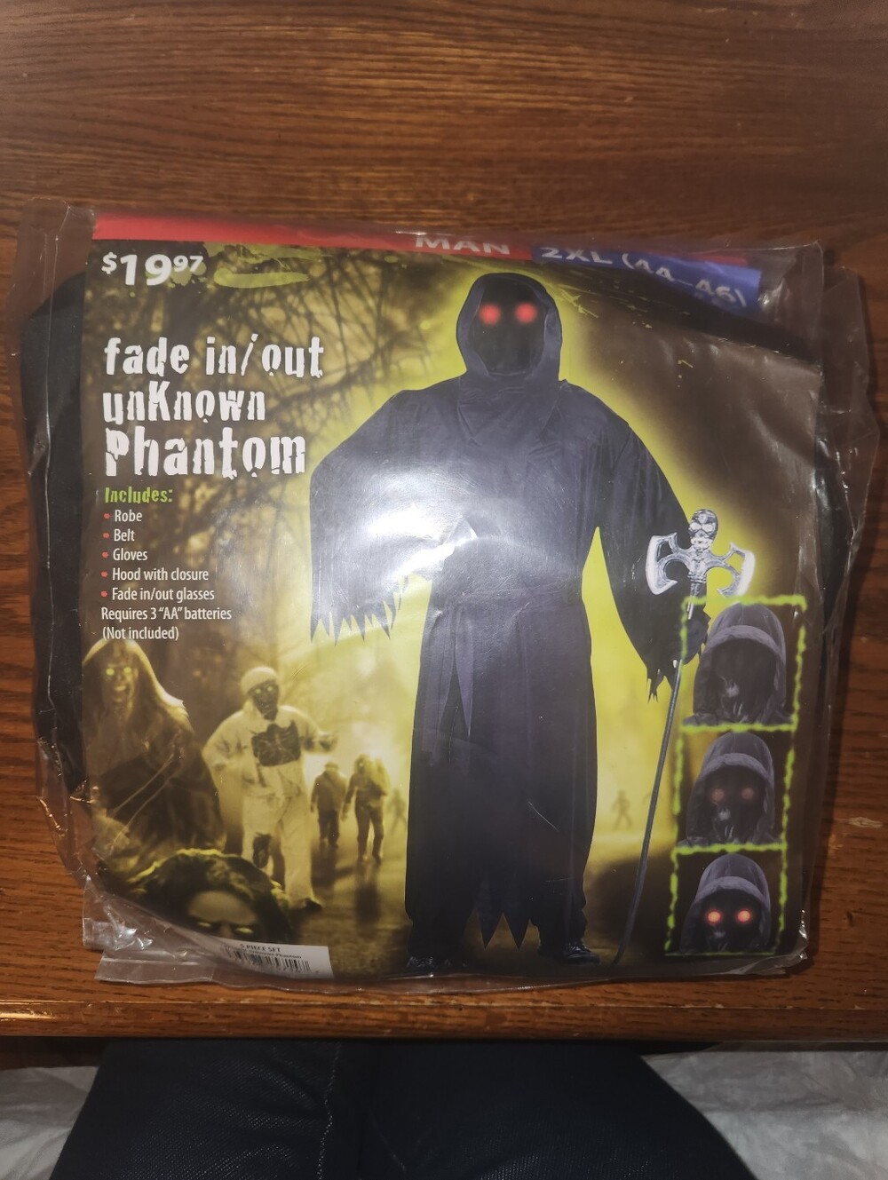 Unknown Brand Kids Black Phantom Costume with Red Eyes